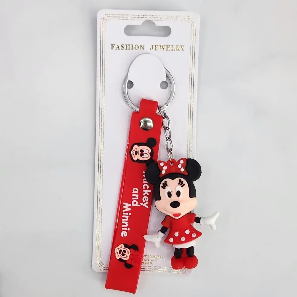 Disney's Minnie Mouse 3D Figure Keychain & Strap Bag Charm PVC Silicone Red